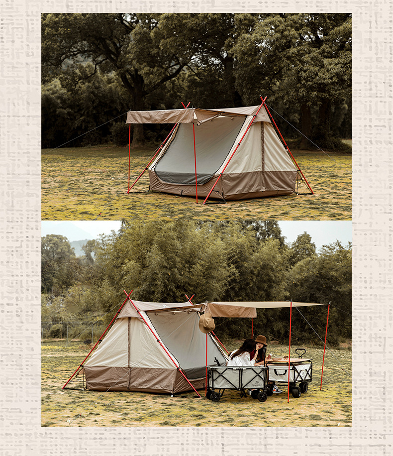 Cheap Goat Tents Light Luxury Waterproof Sunscreen Breathable Roof Tent with Independent Sunshade Shelter Canopy Multi functional Chimney Hole   